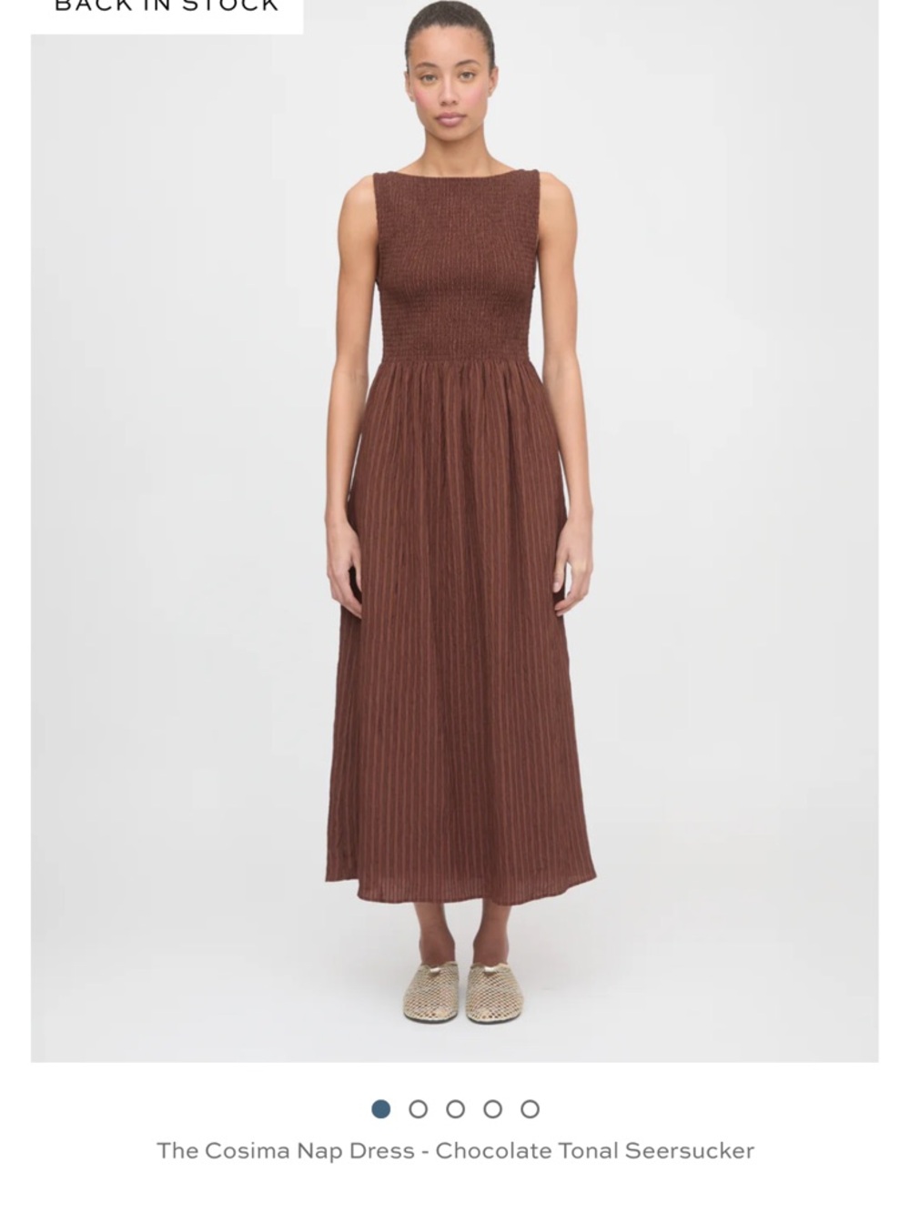Hill House home Cosima Nap Dress - Chocolate Brown Tonal Seersucker - medium